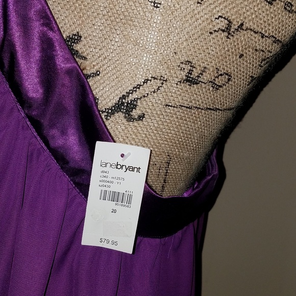 LANE BRYANT ONE SHOULDER PURPLE CHIFFON DRESS - Picture 4 of 6